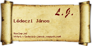 Lédeczi János névjegykártya